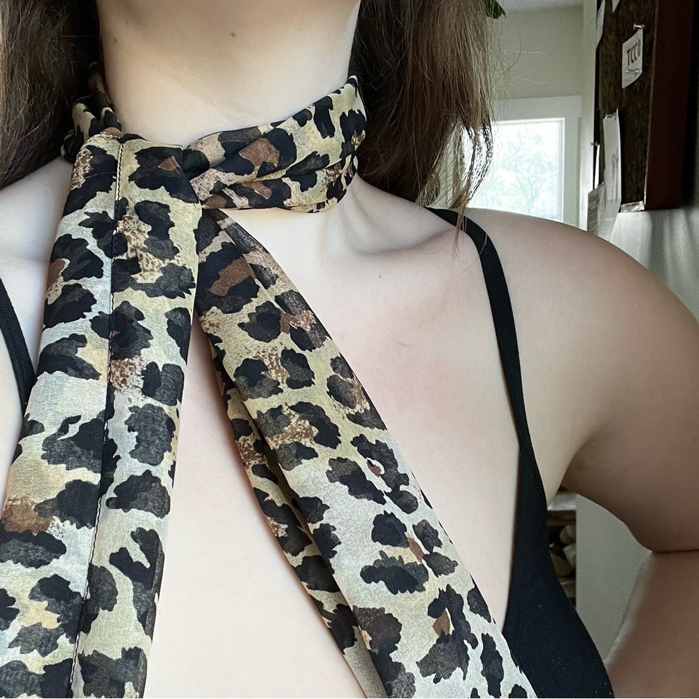 Leopard Sheer Long Scarf